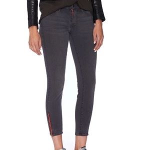 Dark Ash Signature Skinny Jeans with Red Zipper